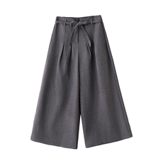 现货新款女士阔腿裤2025年冬季时尚羊毛呢抽绳裤子，女装休闲裤，时尚俏佳人