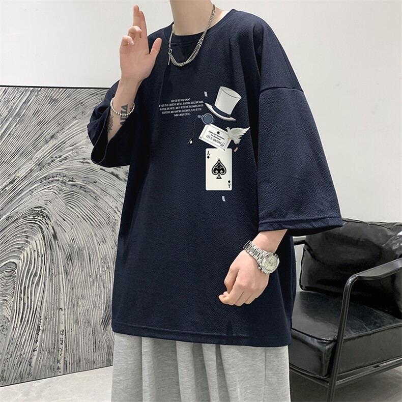 冰丝七分袖t恤男大码五分袖男短袖男中袖Q11373-P30,男装T恤,电商A040
