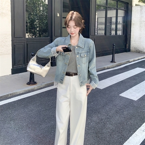 百搭长袖保暖时尚女短外套标准短款秋季女装薄款休闲春秋小个子图片