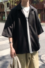 爆夏季主推纯色净版宽松男士4色短衬衫（大货主推）A071-C01-P35，男装衬衫，电商A071