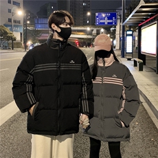 情侣装冬装美式条纹织带棉服刺绣logo棉衣休闲外套男G1100P118，男装棉衣，电商A339