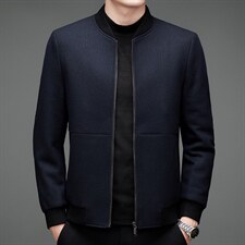 中年秋冬季休闲羊毛呢子爸爸装立领毛呢外套男上衣MNSAA8155-P275图片