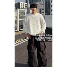 软糯触感文艺风时尚百搭上衣慵懒舒适感潮搭毛绒毛衣HY609TP60，男装针织衫/毛衣，电商A102B