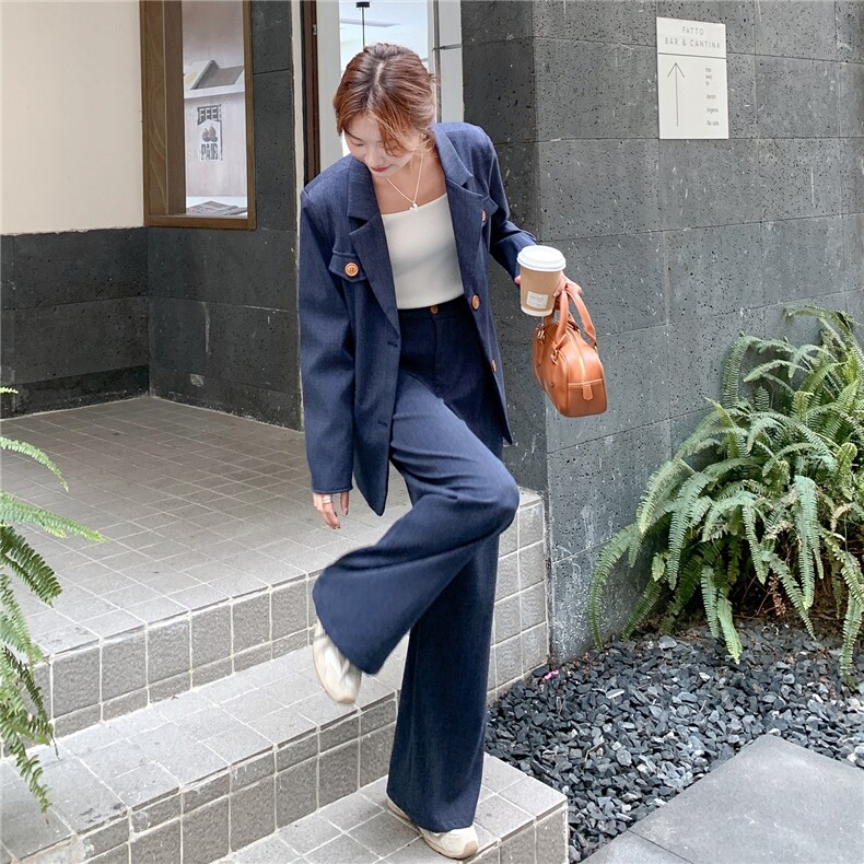秋季新品韩系蓝色西装+阔腿裤2C2368012P185K248,女装套装/套裙,2C236