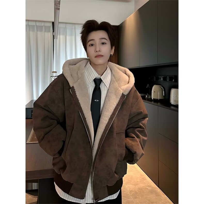 冬季cleanfit座山雕棉服男重帆布高级感加绒夹克外套加厚,男装夹克,星座506A