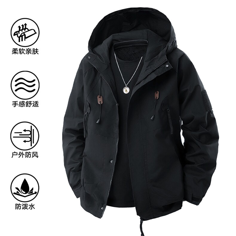 冲锋衣男高品纯色宽松夹克外套DSA157B-J90-P60,男装夹克,电商A157B