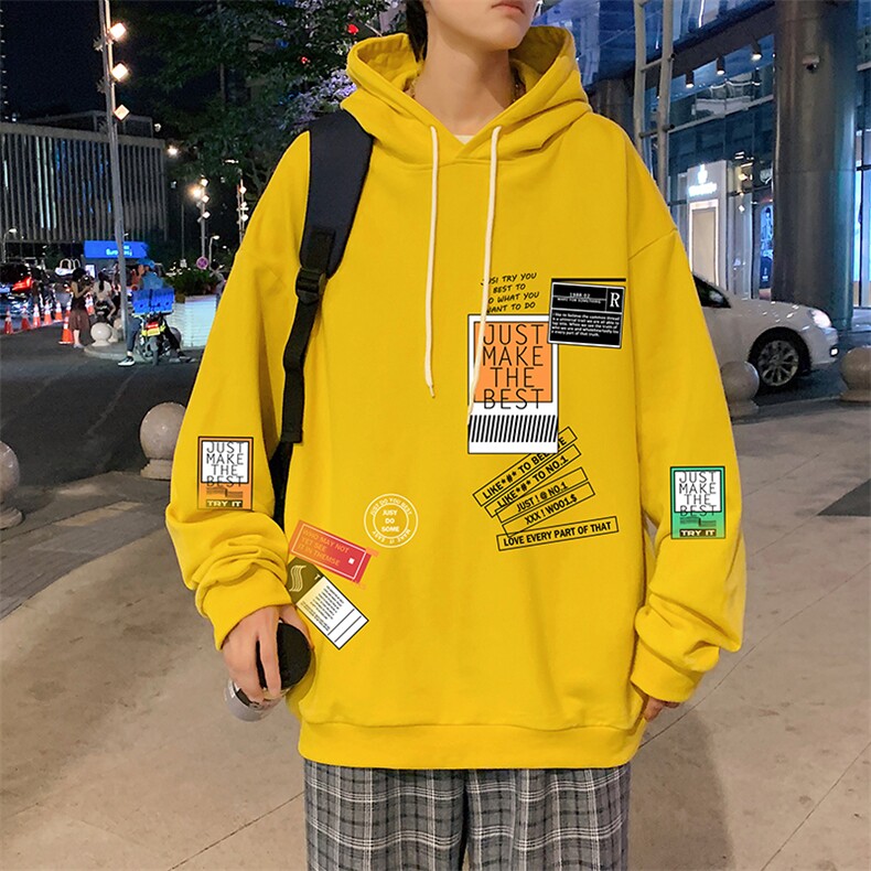 WY2121-P35加绒款-P40纯棉连帽卫衣男大码运动帽衫宽松薄外套男,男装卫衣,电商A040