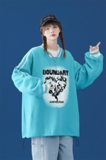 中性风美式hiphop慵懒风V领设计感套头卫衣潮牌上衣B22P55控68--，男装卫衣，A247A