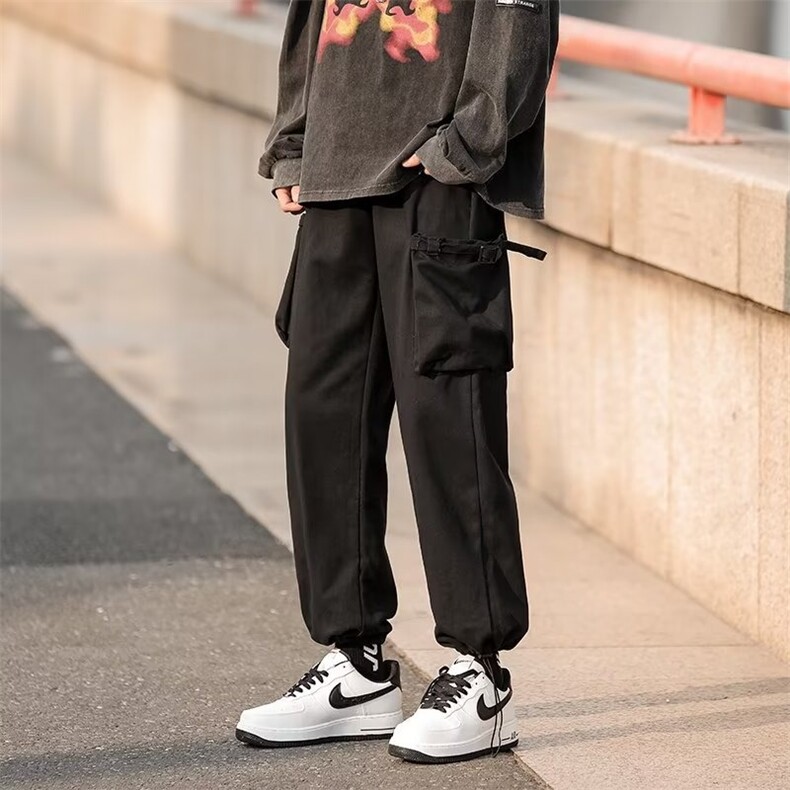 日系潮牌宽松工装裤子男春秋直筒青少年百搭水洗九分裤K721,男装工装外套,星座1116A-1（原606A）
