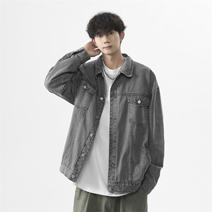 2026年新款港风日系水洗做旧拼接款翻领牛仔夹克外套 JK1396-P83图片