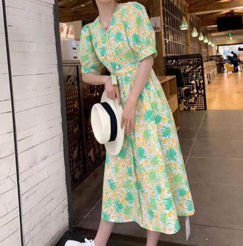 夏季新款花花修身连衣裙，女装连衣裙，时戴衣人