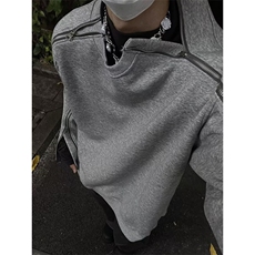 秋冬款重磅宽松纯色双拉链卫衣男女美式高街情侣装外套L67855-P45，女装短外套，星座1008