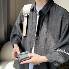 港风花型七分袖衬衫男大码M-5XL风情侣衬衫男QCS7023P45控68，男装衬衫，星座226-1