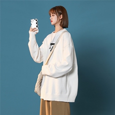 中性秋/冬ins潮流时尚休闲百搭7号圆领套头情侣毛衣M1032P50控68，男装针织衫/毛衣，A247A
