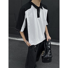 得物抖音高品二开240克纯棉美式高街痞帅POLO翻领潮牌短袖T恤，男装T恤，电商A486