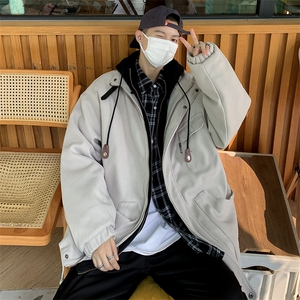 A850-P88 潮牌风衣外套情侣棉服2024新款连帽工装假两件男款图片