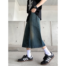 夏季小众百搭美式复古牛仔短裤男女宽松直筒阔腿七分裤31344-p43，男装牛仔裤，星座1008