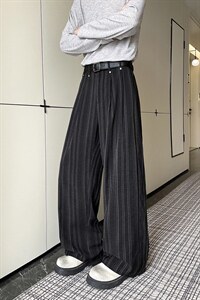 2026春夏复古条纹男女款显瘦宽松休闲直筒阔腿西装裤6613-特P79图片
