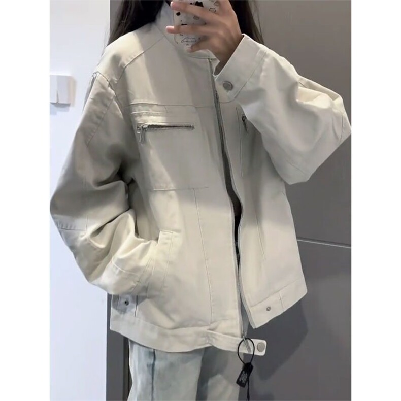 W9202-P78网图现货春季新款纯色宽松美式复古夹克百搭外套上衣,男装夹克,星座1608-2
