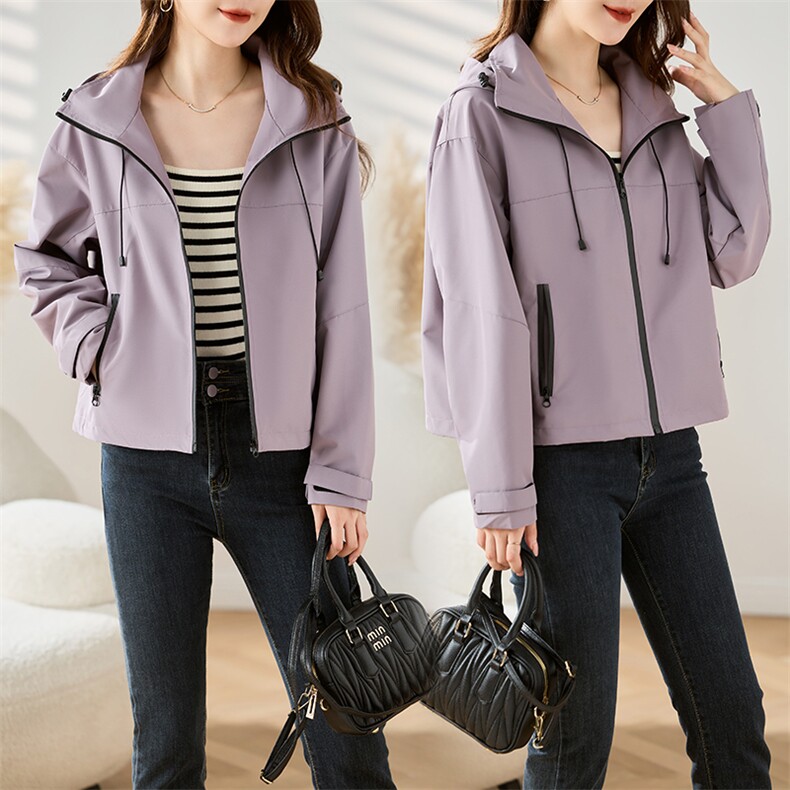 现货！户外冲锋衣女短款外套2024年秋季新款时尚小个子防风上衣，女装短外套，今喜