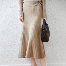 2025年秋季通勤中长款修身半身裙时尚百搭，女装半身裙，绒汀羊绒