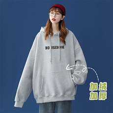 中性秋季潮流卡通印花上衣宽松连帽卫衣W237JRP35控58加绒P45，男装卫衣，A247A