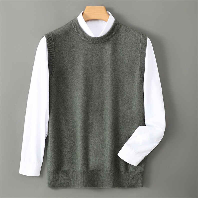 2025年秋季圆领时尚百搭通勤简约休闲圆领马甲，男装背心/马甲，蒙亿羊绒