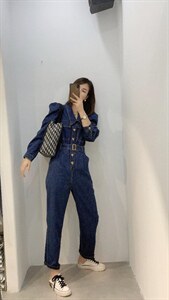 泡泡肩牛仔连体裤,女装连体裤,衣生缘