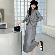 小香风套装女2024秋新款高级感气质名媛通勤流苏马甲半身裙三件套，女装套装/套裙，煊芮熙