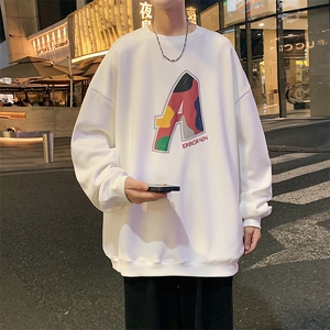 Y5036 P35秋季港风刺绣圆领卫衣男宽松长袖T恤打底衫外套图片