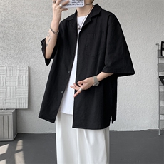8XL-M亚麻短袖衬衫男夏薄款宽松休闲百搭大码半袖衬衣DC28002P50，男装衬衫，电商B312