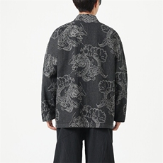 春夏新中式龙纹提花唐装牛仔道袍日系风外套汉服H335/P110，男装夹克，钱塘713