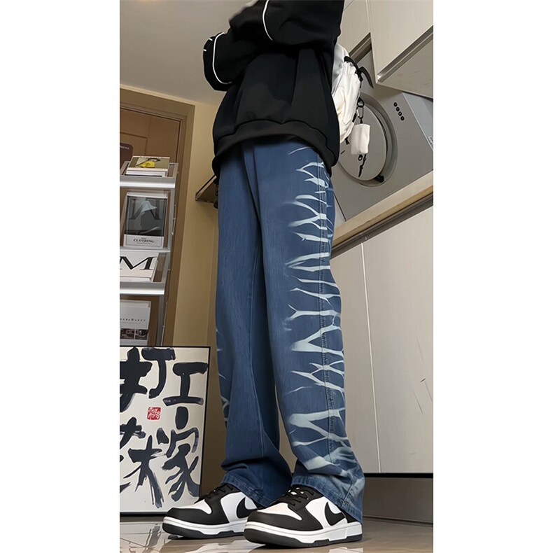 欧美hiphop直筒牛仔裤美式复古阔腿裤垂坠感xz310a-4-nz15,男装牛仔裤,星座310A-4