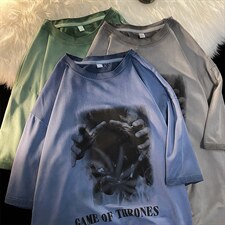 夏季港风新款短袖潮牌时尚宽松男士冰丝T恤短袖上衣TC3125-P33，男装T恤，星座717