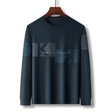 纯色印花T恤上衣2023秋季新款商务休闲时尚男装宽松爸爸男士薄款，男装T恤，电商B212（原钱塘6029）
