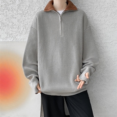 8XL-M立领半拉链毛衣男大码慵懒风宽松日系针织衫外套MY19002P78，男装针织衫/毛衣，电商B312