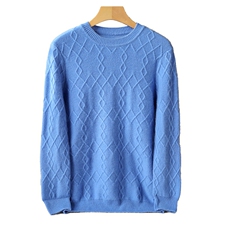 新款男士羊绒套头毛衣品质加厚保暖圆领针织衫时尚百搭长袖上衣，男装羊绒套衫，奥千羊绒