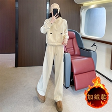 女秋冬新款加绒时尚休闲百搭两件套潮，女装套装/套裙，江南