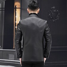 DLSN81987绵羊皮西装修身皮夹克男士外套皮衣男P800，男装皮衣，电商B360