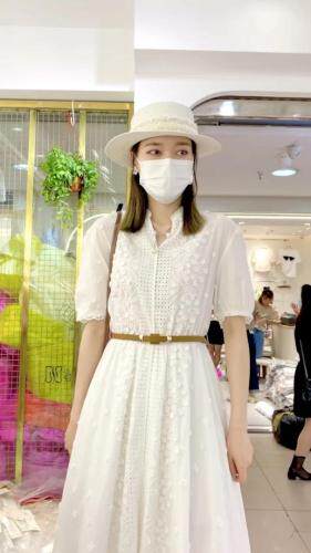 提花重工连衣裙修身气质，女装连衣裙，登石木子