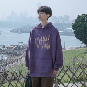 2025秋季新款港风潮印花麂皮绒宽松连帽卫衣wljp-3859特p45-控79图片