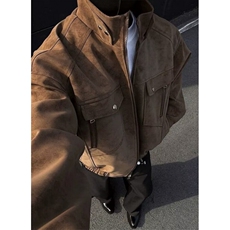 pu皮外套男春秋高级感痞帅立领工装男装皮衣夹克男款衣服J88，男装皮衣，星座1116A（原606A-3）