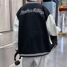 男秋季外套潮牌街头新款美式棒球服拼接男ins潮毛呢拼皮H03P63，男装夹克，星座1116-2