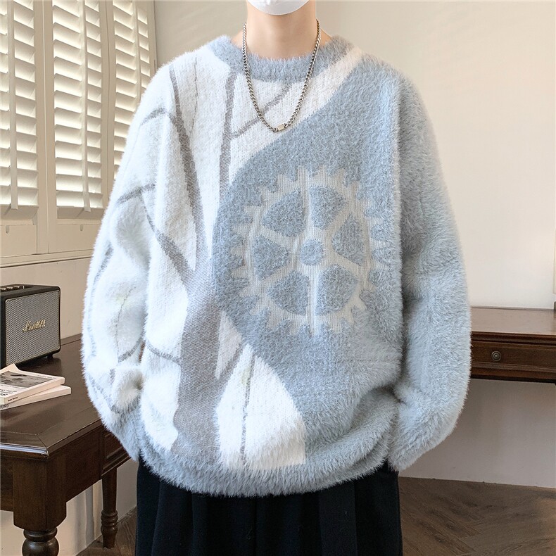 秋冬新款青少年时尚圆领扩版休闲针织衫毛衣男1018-1-M616-P45,男装针织衫/毛衣,星座1018-1​