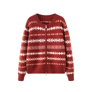 2025年秋季时尚百搭通勤简约休闲加厚提花开衫，女装羊绒衫，轩妮羊绒