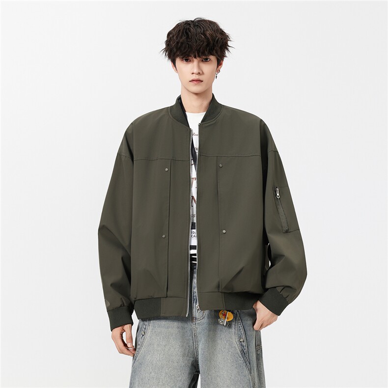 美式复古风棒球服夹克撞钉设计痞帅百搭休闲外套 J51339  TP65图片