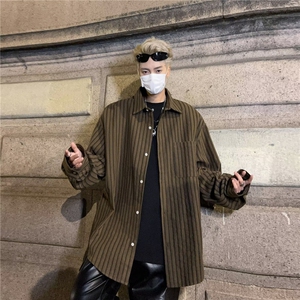 春款衬衫条纹上衣美式宽松百搭设计感小众长袖条纹衬衫衬衣 CX3图片