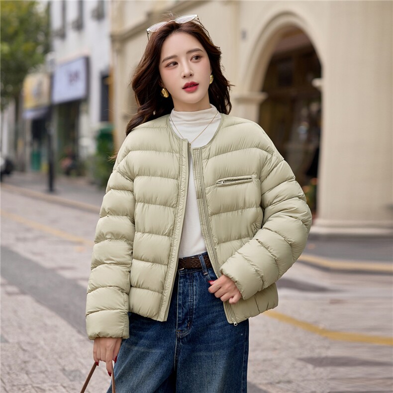 90白鸭绒羽绒服2025年冬季新款时尚圆领保暖羽绒服女,女装羽绒服,美沁