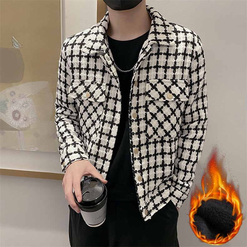 白色2022冬季男士加绒加厚夹克修身保暖外套J加绒,男装夹克,电商A108