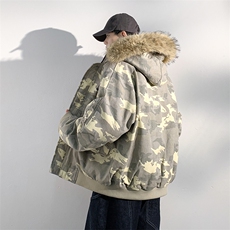 座山雕毛领派克棉服男冬季工装棉衣情侣外套M060-P110迷彩P115，男装棉衣，星座308B-2